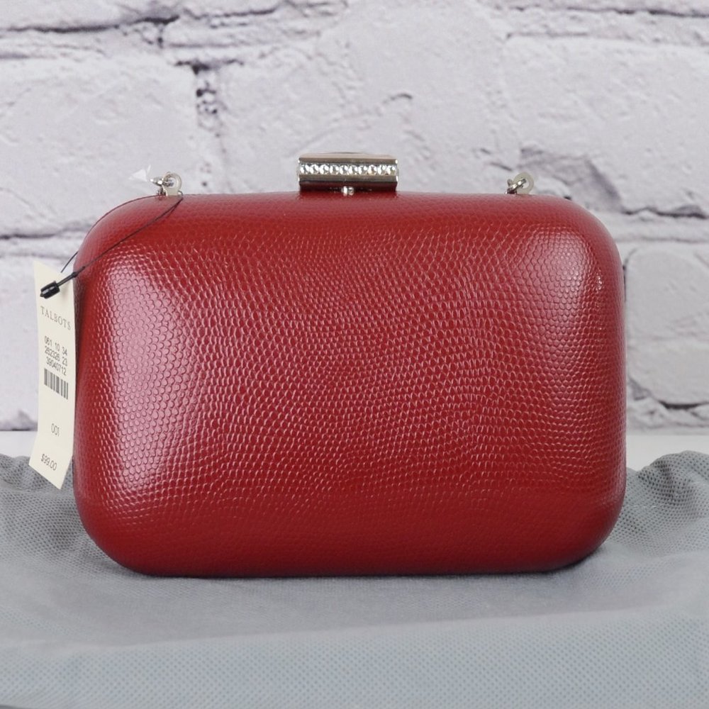 NWT TALBOTS Snake Embossed Clam Shell Purse